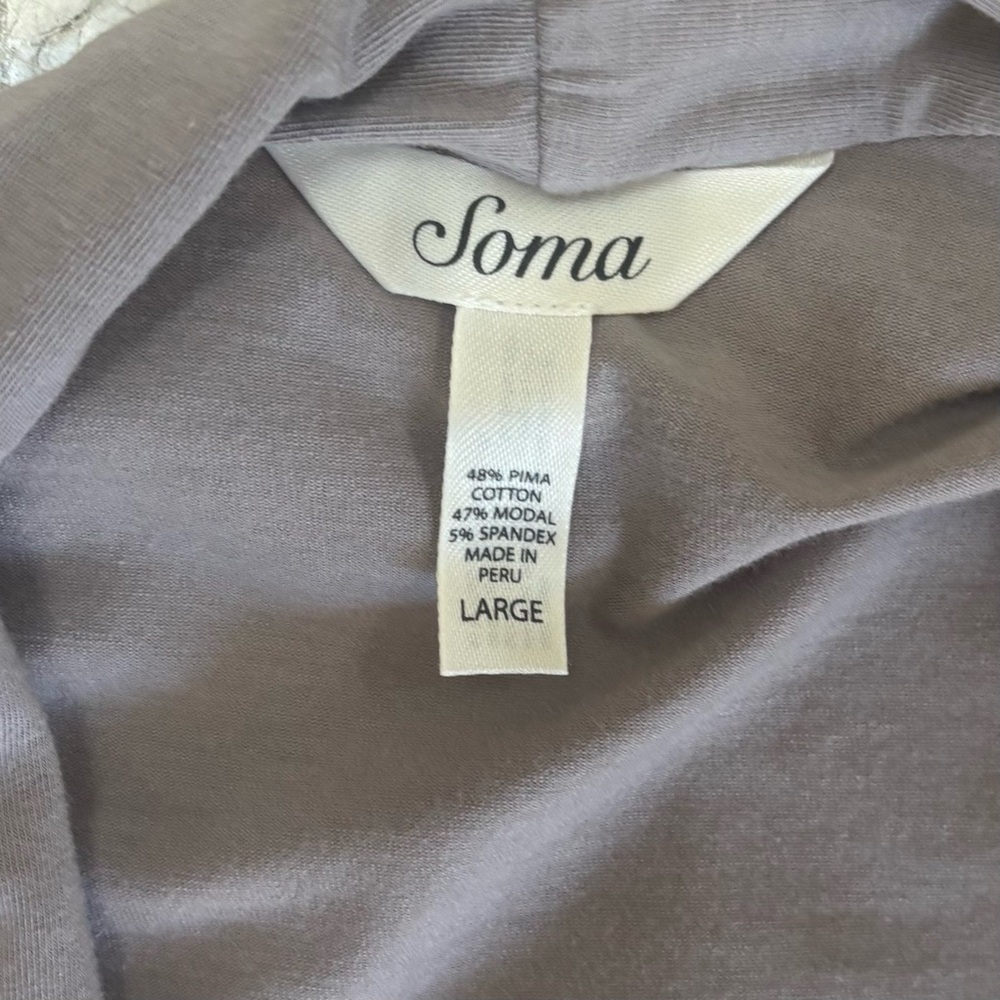 Soma Pima Cotton Modal Open Front Cardigan in Taupe– Size Large - Picture 2 of 7